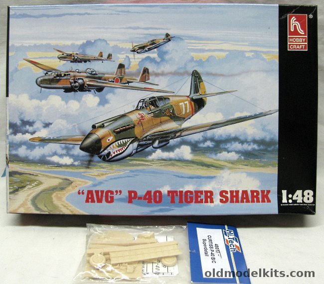 Hobby Craft 1/48 P-40 Tiger Shark + Hi-Tech Superdetail Set - AVG China Flying Tigers Toungoo Burma May 1941 / AVG 3rd Sqn Rangoon Burma 1941, HC1451 plastic model kit